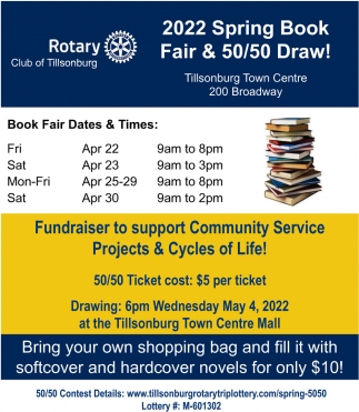 2022 Spring Book Fair 50 50 Draw The Rotary Club Of